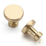 Asidrama 10 Pack 1-1/4 inch Brushed Brass Kitchen Cabinet Knobs Gold Dresser Knobs Drawer Knobs Cabinet Hardware Zinc Knobs for Dresser Drawers