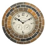 Smart Garden 14in Stonegate Mosaic Clock And Thermometer Suitable For Indoor & Outdoor Use