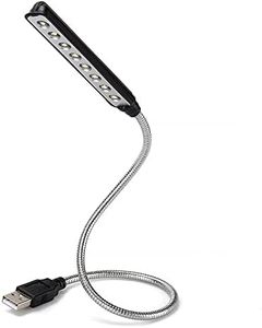 USB Keyboard Light - Daffodil ULT05-8 LED Bulbs with Flexible Gooseneck Night Light Attachment for Reading Typing Books Laptop Computer Bed - Adjustable Cable to Illuminate Keys in The Dark - Black