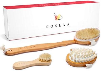 Dry Brushing Body Brush Set – Natural Bristle Spa Exfoliator Kit with Face Cleansing Brush, Long Dry Brushing Body Brush for Lymphatic Drainage & Massaging Cellulite Brush for Smooth, Radiant Skin