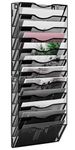 TQVAI 12 Tier Hanging Wall File Organiser Magazine File Holder Wall Mounted A4 Document Holder, Black