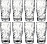 15 Oz 8-Piece Premium Unbreakable Drinking Glasses Plastic Tumblers Dishwasher Safe BPA Free Acrylic Juice Glasses Highball Water Glasses (Clear)