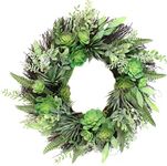 22 Inch Succulent Wreath Arrangement for Front Door Home Office Real Twig Based Back