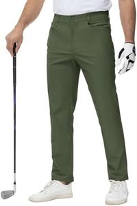TBMPOY Men's Golf Pants Stretch Dress Lightweight Waterproof Outdoor Hiking Work Pants with Pockets Blackish Green 38