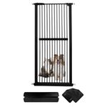 Lumizone Extra Tall Pet Gate 61.02" High Pressure Mounted 30.12"-34.05" Extra Wide (9 Sizes) 1.37" Gap for Cat Dog Children Stairs Doorway Hallway No Drilling Auto-Close (30.12"-34.05", Black)