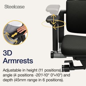 Steelcase Please Ergonomic Office Chair – Adjustable Lumbar, Black