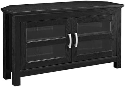 Walker Edison AZ44CCRBL Wood Corner TV Stand Console, Black, 23" x 16" x 44"