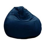 rucomfy Beanbags Velvet Slouchbag Bean Bag - Luxury Plush Living Room or Bedroom Beanbag Chair for Teens and Adults - Premium Home Furniture Seating - D80cm x H110cm (Peacock Blue)