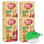 Happy Nights Active Tulsi Mosquito Repellent Liquid Vapouriser - Mosquito Repellent 100% Natural Active Ingredients - Safe for Kids and Adults - Air Freshener Completely Herbal - Combo Pack (1 Machine + 4 Mosquito Refills - 45ML Each