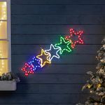 CHRISTOW Star Christmas Light Outdoor Decoration, Energy Efficient LED Rope Light, Wall Mountable Silhouette, Mains Operated, 106cm (Multi Coloured)