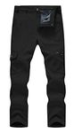 Rdruko Men's Waterproof Snow Pants Ski Snowboard Hiking Softshell Fleece Insulated Winter Pants(Black, CA 38)