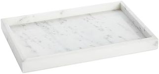 Juvale Large Marble Vanity Tray for Jewelry, Cosmetics, Candles, Lotion, Shampoo, and Perfume, for Dresser and Bathroom, Natural Veining (11.7x1.1x7.7 in, White)