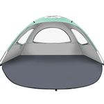 YITGOG Beach Tent for 3-4 Person, Lightweight Beach Tent Sun Shelter with UV Protection, 3 Mesh Roll Up Windows & 8.0mm Fiberglass, Easy Assemble Sun Tent (Mint Green)