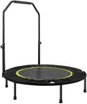 LN COZY CORNER Foldable Fitness Trampoline, Max 485lbs(220kg), Rebounder Exercise Trampolines with Adjustable Handrail, Indoor/Outdoor Mini Trampoline for Home Workout (Green, 40 inch)