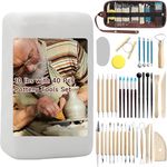 Natural Air Dry Clay Kit, 4.5 kg/10 LBs White Pottery Clay for Adults with 40 Pcs Pottery Tools & Storage Bag, Modeling Clay Sculpting Tool Set for DIY Hand Making Modeling Clay Craft Ceramics Project