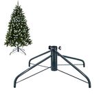 Ouvin 21.65" Christmas Tree Stand with Wheels Iron Metal Base 4 Feets Party Decorations (Green)