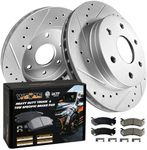 WEIZE Front Truck & Tow Brake Kit, Drilled Slotted Rotors with Carbon-Fiber Ceramic Pads Kit, Replacement for Chevy Silverado Suburban Tahoe Express/GMC Sierra Yukon XL Savana/Cadillac Escalade