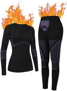 ATTRACO Thermal for Women Long Underwear Sets for Cold Weather Long Johns Thermal Base Layer Black L