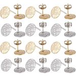 SUNNYCLUE 1 Box 80Pcs 20 Pairs Flat Round Earring Posts Stainless Steel Earring Post with Loop Silver Gold Earring Studs Blank Stud Earring for Jewelry Making Accessories DIY Dangle Earrings 1.4mm