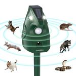 Animal Deterrent Solar Powered, Waterproof Outdoor Animal Deterrent Devices with Motion Detection, Animal Chase Deterrent Devices for Bird Deer Skunk Squirrel,Sound Frequency 18 kHz