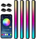 Soulpunk RGB Rechargeable Sound Control Light, Voice-Activated Pickup Music Rhythm Lights, Creative Colorful LED Ambient Light, with 15 Modes Music Sync 32-Bit Audio Spectrum for Car（4 Pack-App）