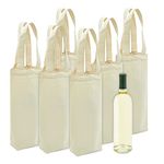 Canvas Wine Carrying Bags with Handles, Burlap Wine Bottle Gift Totes For Mother's Day, Father's Day, Birthday Parties, Graduation, Bridal Shower Party Favors (6 Pack)