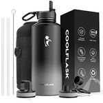 87oz Water Bottle with Reusable Straw & Spout Lid, Coolflask Vacuum Stainless Steel Water Jug Wide Mouth Thermo Canteen Mug, Sweat-Proof BPA-Free Keep Cold for 48 Hrs or Hot for 24 Hrs, Piano Night