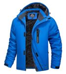 MAGCOMSEN Snow Jacket for Men Winter Warm Fleece Lined Ski Jackets Water Resistant Coat with Pockets Bright Blue L