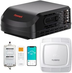 TURBRO Finnmark 15K BTU RV AC with Soft Start Kit - Cooling & Heating, WiFi Remote, LED Decoration Light, Low-Power Startup, 100-240V, Non-Ducted, Black