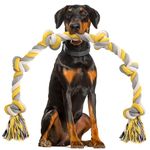 XXL 6-Knot Dog Rope Toy for Large Dogs Aggressive Chewers 40in Long Heavy Duty Rope Toy Almost Indestructible Dog Tug Toy Puppy Cotton