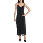 BCBGeneration Women's Relaxed Midi Dress Adjustable Spaghetti Strap Cowl Neck Side Slit, Black, S