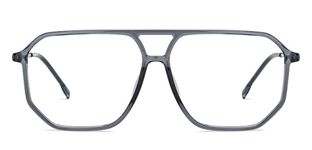 LENSKART AIR Signia (Durable, Flexible and Light-Weight) Zero Power Bluecut and Antiglare Computer Eyeglasses | Grey Transparent Teardrop Full Rim | For Men and Women | Large | LA E14958