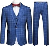 Mens 3-Piece Plaid Suit Set Modern 