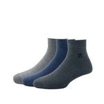 Allen Solly Men'S Cotton Quarter Length Socks (Pack Of 3) - Light Grey Melange, Denim Grey Melange, Anthra Melange