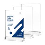 Danoni Clear Acrylic Sign Holder - 3Pack 8.5x11'' Flyer Document Brochure Display Holder with Double Sided Display for Office Desktop - Plastic Menu Stands Plastic Paper Holders for Restaurant