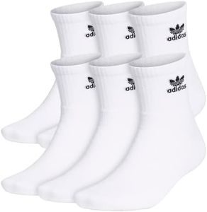 adidas Originals Men's Trefoil 6-Pack Quarter Socks, White-Black, Large