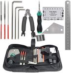 TIMESETL Guitar Repairing Maintenance Tool Kit Includes Fret Rocker Leveling Tool String Organizer String Action Ruler Gauge Measuring Tool Hex Wrench Set Files for Guitar Ukulele Bass Mandolin Banjo