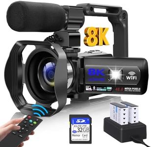 WIKICO Video Camera, 8K Camcorder 48MP Vlogging Camera for YouTube 18X Digital Zoom 3” Touch Screen with WiFi, External Mic, Fill Light, Remote Control, 32GB SD Card & 2 Batteries