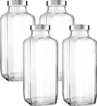 Piramal Glass Glass Water Bottle , 1000ml, Pack Of 4, Transparent