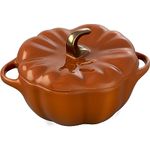 STAUB Ceramic 0.75-qt Petite Ceramic Pumpkin, Oven & Stove Safe up to 572°F, Pumpkin Dish, Ceramic Baking Dish, Candy Dish, Burnt Orange