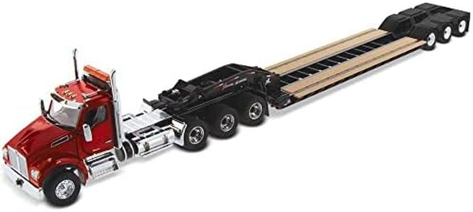 Diecast Masters Kenworth T880 Day Cab Tridem Tractor Red w/XL 120 Lowboy 1/50