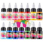 STIGMA 14Pcs Tattoo Ink Color Set 14 Colors Ink Set 1/2 OZ(15ml) per Bottle Tattoo Pigments Colors for Tattoo Supply TI4303-15-14