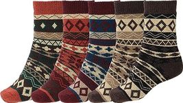 BenSorts Women Winter Warm Boots Socks Cozy Crew Socks Gifts for Mom Mother Wife Friends 5 Pairs Vintage B Mixed Colors