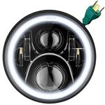 Eagle Lights Generation II 7 inch LED Headlight Black With White Halo Ring for Harley Davidsons