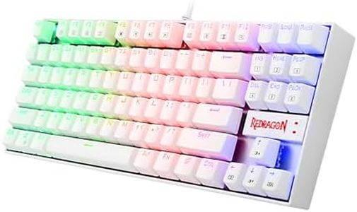 Redragon K552W-RGB KUMARA LED RGB Backlit Mechanical Gaming Keyboard Small Mechanical Gamers Keyboard 87 Key Metal Computer USB Gaming Keyboard for PC Cherry MX Blue Equivalent (White Version)