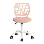 FurnitureR Office Chair Desk Chair Adjustable Height Swivel Fabric Seat Ergonomic Work Chair without Armrest, Light Pink