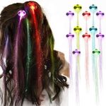 Novelty Place Pack of 12 LED Light Hair Barrettes, LED Light Hair Extension with Clip, Bar Dancing Hairpin Light-Up Party Favor Set for Girls - Alternating Changing Colors (14 Inch）