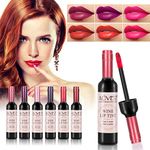 Wine Lip Tint, 6 Colors Long Lasting Waterproof Matte Lip Tint Set, Liquid Lip Tint Wine Bottle Lip Gloss Set, Wine Lipstick, Natural Moisturizing Lip Sticks Make Up Gift for Girls & Women