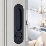 Betensh 173mm Pocket Door Handle with Key Sliding Door Lock Keyed Pocket Door Lock Invisible Sliding Door Lock Pocket Invisible Recessed Handle Mortise Hook Lock for Wooden Door Brushed Black