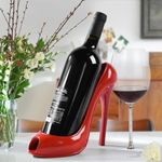 SMOKEY COCKTAIL Stiletto Bottle Holder Wine Rack Creative High Heel Shoe Design Tabletop Free Standing Wine Storage Holders Stand (Red)